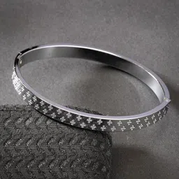 The Roadster Lifestyle Co Men Silver-Plated Kada Bracelet-33