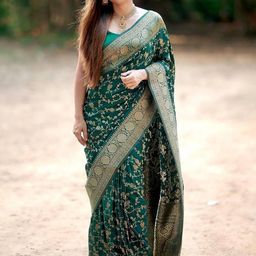 KALINI Green Silk Blend Woven Design Sarees-picture-14