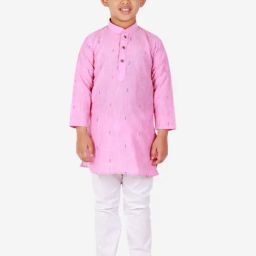 Pro-Ethic Style Developer Kids Light Pink & White Printed Full Sleeves Kurta with Pyjamas-picture-29