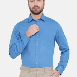 Turtle Men Blue Relaxed Slim Fit Solid Formal Shirt-image-56