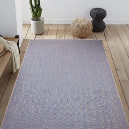 Saral Home Blue & Beige Chevron Patterned Anti-Skid Carpet-image-9