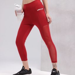 HRX by Hrithik Roshan Women Brand Logo Detail Mesh Rapid-Dry Cropped Training Tights-picture-44