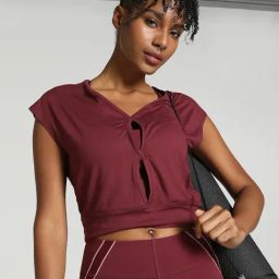 Puma Maroon Sports Crop Tee-image-15
