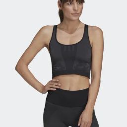 adidas Black Self Pattern Sports Crop Top-picture-18