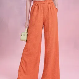 DressBerry Women Textured Wide Leg Trousers-image-93