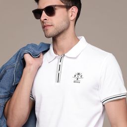 WROGN Brand Logo Printed Polo Collar Slim Fit T-shirt-image-87