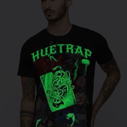 Huetrap Men Black & White Glow in the Dark Printed Round Neck T-shirt-image-54