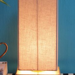 Devansh Grey & Gold-Toned Solid Column Table Lamp with Shade-40