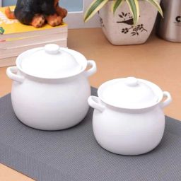 Clay Craft White Ceramic Serving Bowl With Lid - Set of 2-image-62