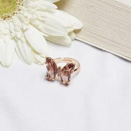 Joker & Witch Maroon & Golden Vacation Vibe Mabel Butterfly Big Stone Finger Ring-image-82
