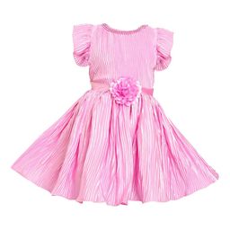 Wish Karo Girls Pink Self Design Fit and Flare Dress-picture-17