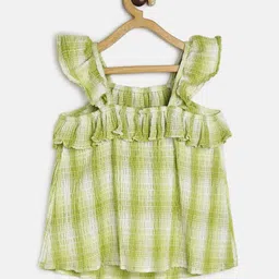 MINI KLUB Girls Checked Square Neck Cotton Top-picture-52