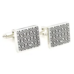 PELUCHE Black & Silver-Toned Brass Cufflink-image-54