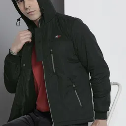 The Indian Garage Co Men Black Hooded Sporty Jacket-image-103