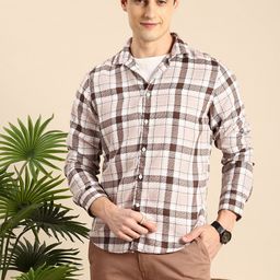 Mast & Harbour Checked & Textured Casual Shirt-image-33