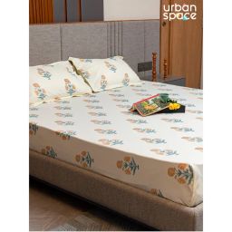 Urban Space Cotton Bedsheet with Pillow Covers - Sunflower Yellow-picture-3
