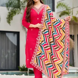 KALINI Women Floral Embroidered Regular Kurta with Trousers & Dupatta-picture-46