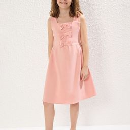 Trendyol Girls Square Neck A-Line Knee Length Dress-picture-4