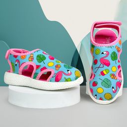 KazarMax Flamingo & Leaf With Candy & Fruits Printed Sandals - Turquoise-image-65