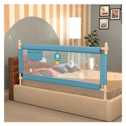 BAYBEE Baby Bed Rails Guard Barrier for Baby Kids Safety, Foldable Bed Rail Falling Protector Fence with 7 Adjustable Height (150x63 cm, Blue) - (Color & Design May Vary)-17