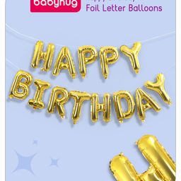 Babyhug Happy Birthday Gold Foil Letter Balloons - Pack of 13-20