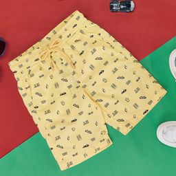 Pantaloons Junior Al Over NY Skater Theme Printed Shorts - Yellow-image-32