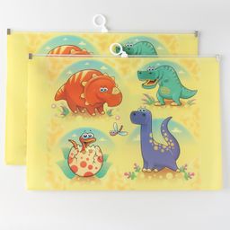 Zoe Dino Print Zipper Folder Pack of 2 - Yellow-image-97