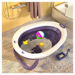Baybee Ivola Foldable Baby Bath Tub for Kids, Mini Swimming Pool for Kids Bathtub for Baby with Anti Skid Base, Temperature Sensing Plug & Wall Mount (Purple)-image-77