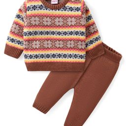 Babyhug Knitted Full Sleeves Sweater Set with Intarsia Design - Multicolour-image-92