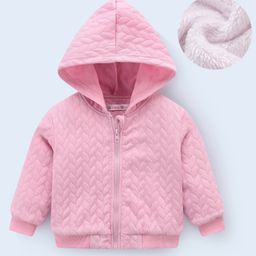 Kookie Kids Full SleevesHerringbone Designed Hooded Sweatjacket - Pink-picture-30