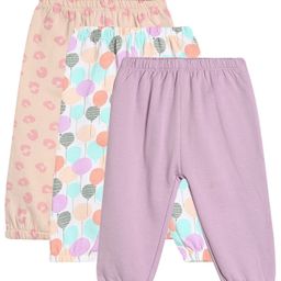 MINI KLUB Cotton Pack Of 3 Balloons Printed & Solid Leggings - Multi Colour-image-77