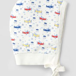 Doodle Poodle Interlock Cotton Knit Cap With Airplane Print White - Circumference 30 cm-picture-16