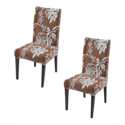 HOKIPO Set Of 2 Brown Printed Chair Covers-8