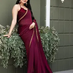 VRAGI Embellished Beads and Stones Pure Chiffon Saree-picture-11