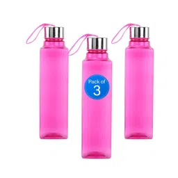Kuber Industries Pink & Silver-Toned 3 Pieces Square Dori Water Bottles-1 L Each-image-73