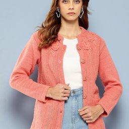 Aarika Woollen Cardigan with Floral Embroidered Detail-image-58