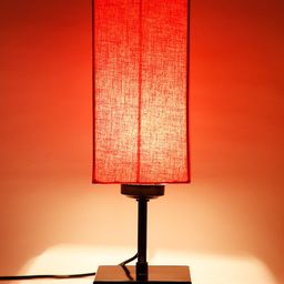 Devansh Orange & Black Solid Cylindrical Table Lamp image 3