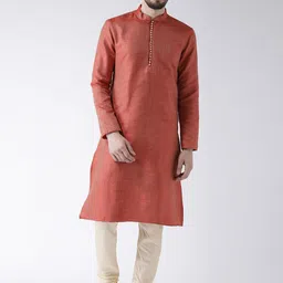 DEYANN Men Red Woven Design Straight Kurta-picture-38