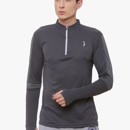 Campus Sutra Men Charcoal Striped Mandarin Collar T-shirt-image-87