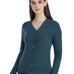 Moda Elementi Women Cable Knit Woollen Cardigan-image-69