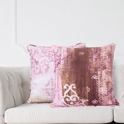 SWAYAM White & Purple Set of 2 Ethnic Motifs Square Cushion Covers-15