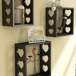 Home Sparkle Black Set of 3 Cube Wall Shelves-40