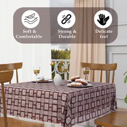 Kuber Industries Grey & Maroon Geometric Printed Waterproof 4-Seater Square Table Cover image 4
