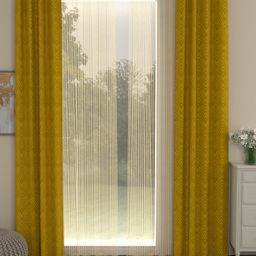 ROSARA HOME Gold-Toned Set of 4 Jacquard Long Door Curtains-15