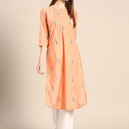 Anouk Women Peach-Coloured Floral Printed Kurta-picture-28