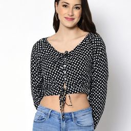 PRETTY LOVING THING Women Black Print Crepe Blouson Top-image-7