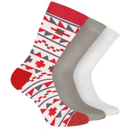 FOOTPRINTS Men Pack Of 3 Patterned Odour free Pure Cotton Bamboo Calf Length Socks-image-42