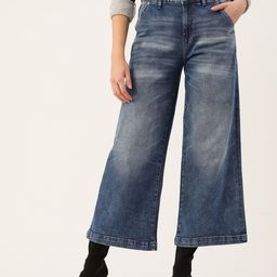 DressBerry Women Blue Wide Leg Light Fade Jeans-picture-58