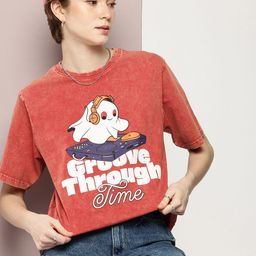 DILLINGER Graphic Printed Washed Effect Oversized Pure Cotton T-shirt-image-53