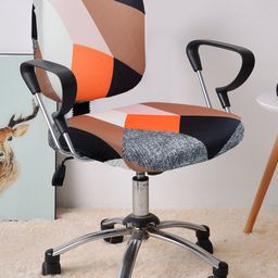 Cortina Set Of 8 Brown & Orange Geometric Chair Covers-15